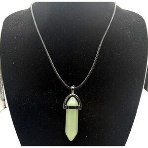Green Crystal Point Pendant Necklace | Faux Jade Quartz Style | Healing Stone Lo